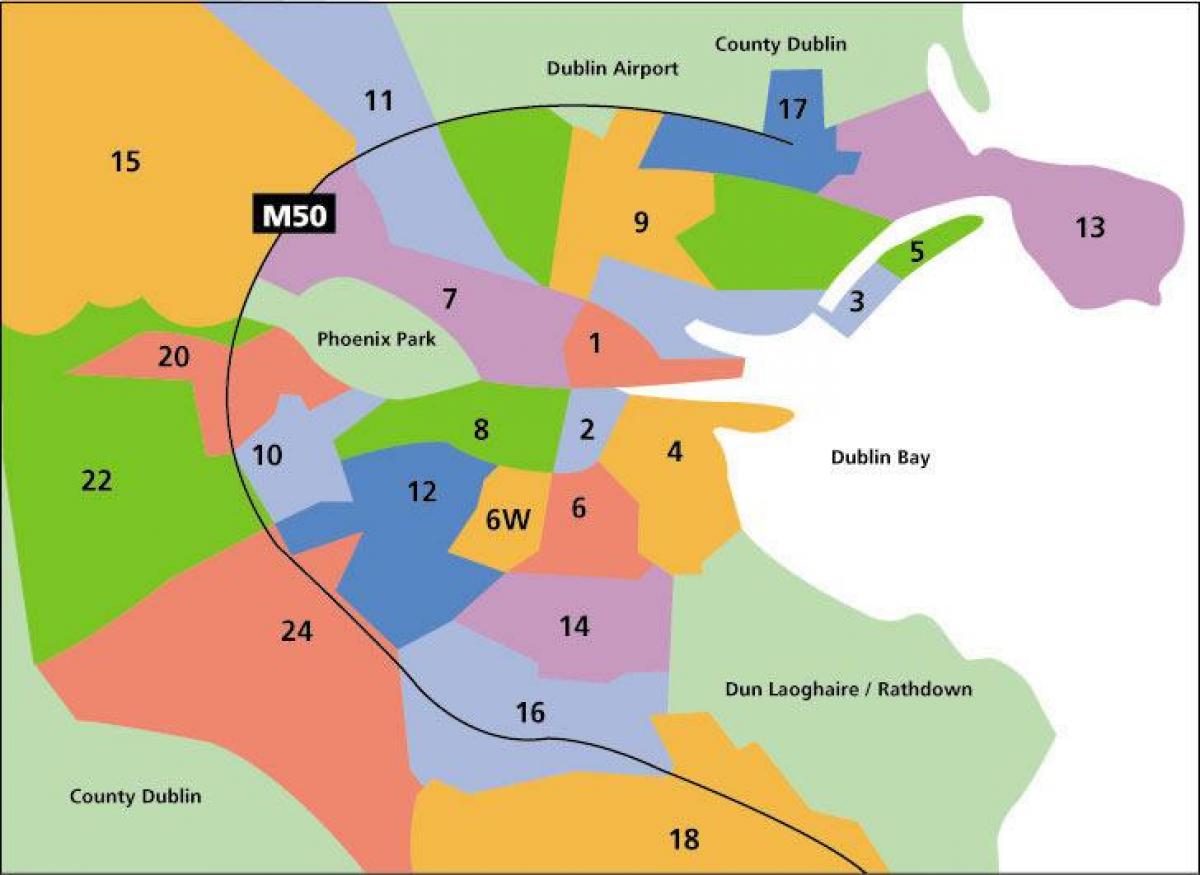 خريطة مدينة دبلن المناطق