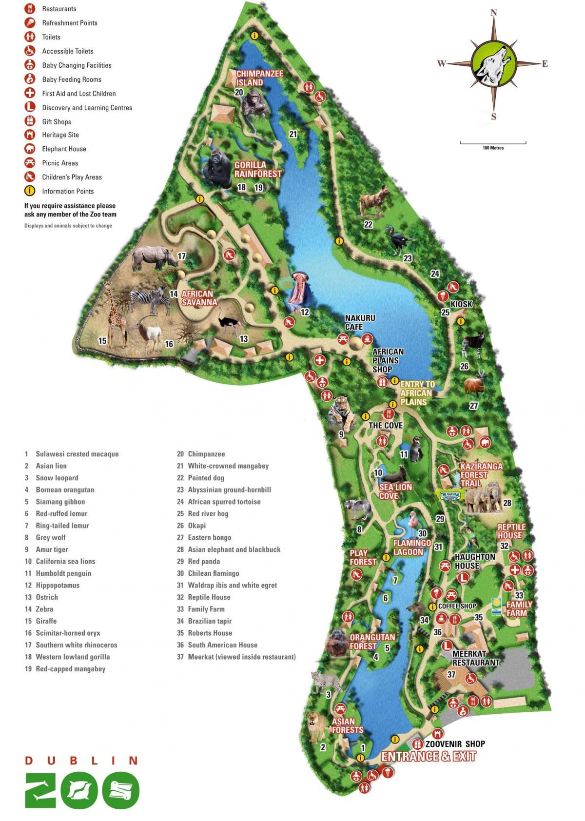 خريطة حديقة حيوان دبلن