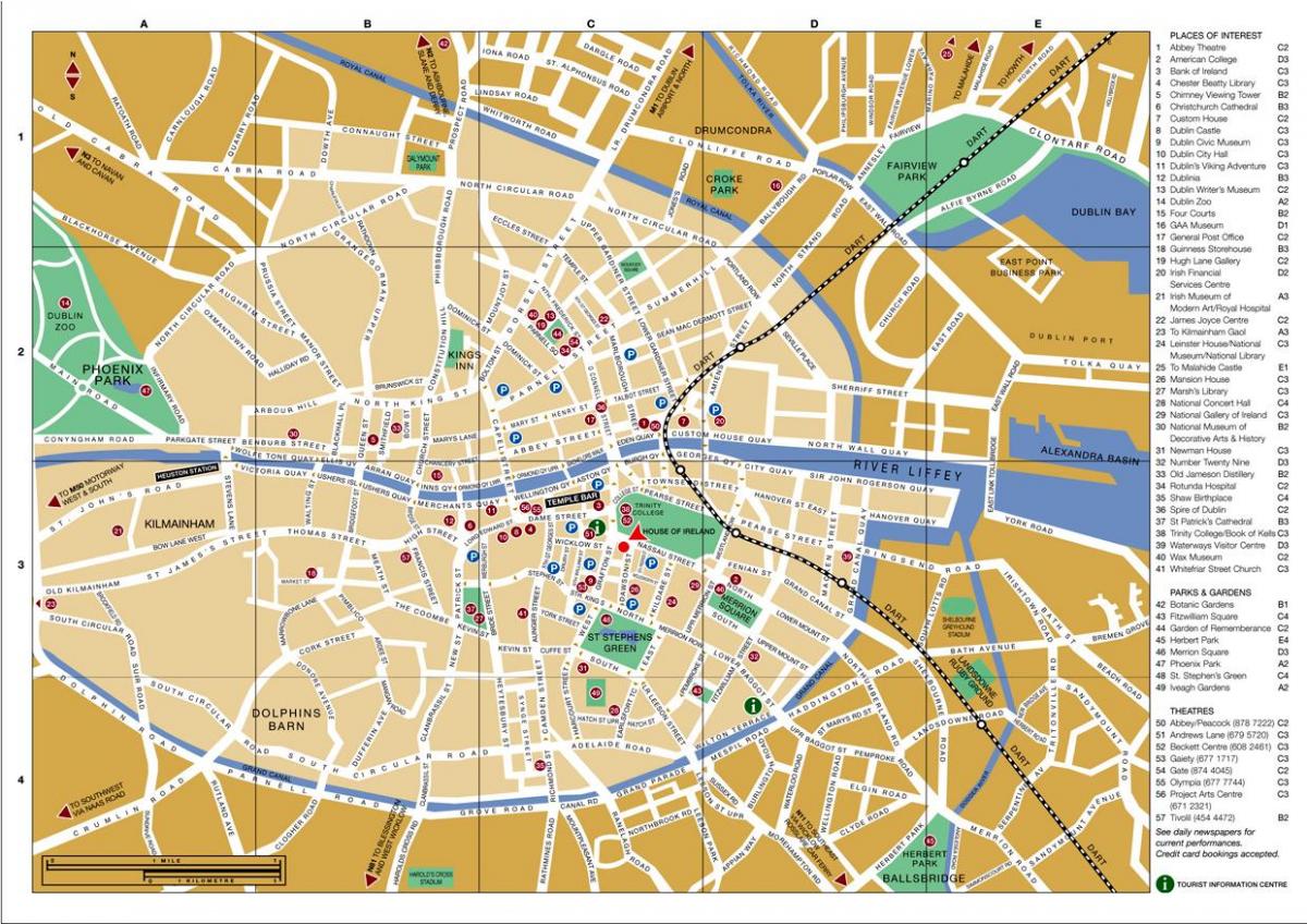 خريطة وسط مدينة دبلن ، 