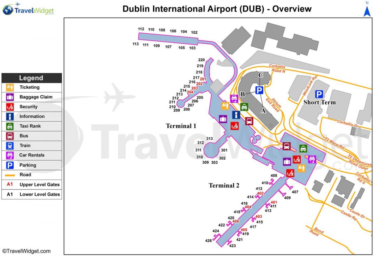 من مطار مطار دبلن الدولي للسيارات خريطة